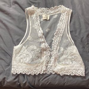 sheer embroidered vest